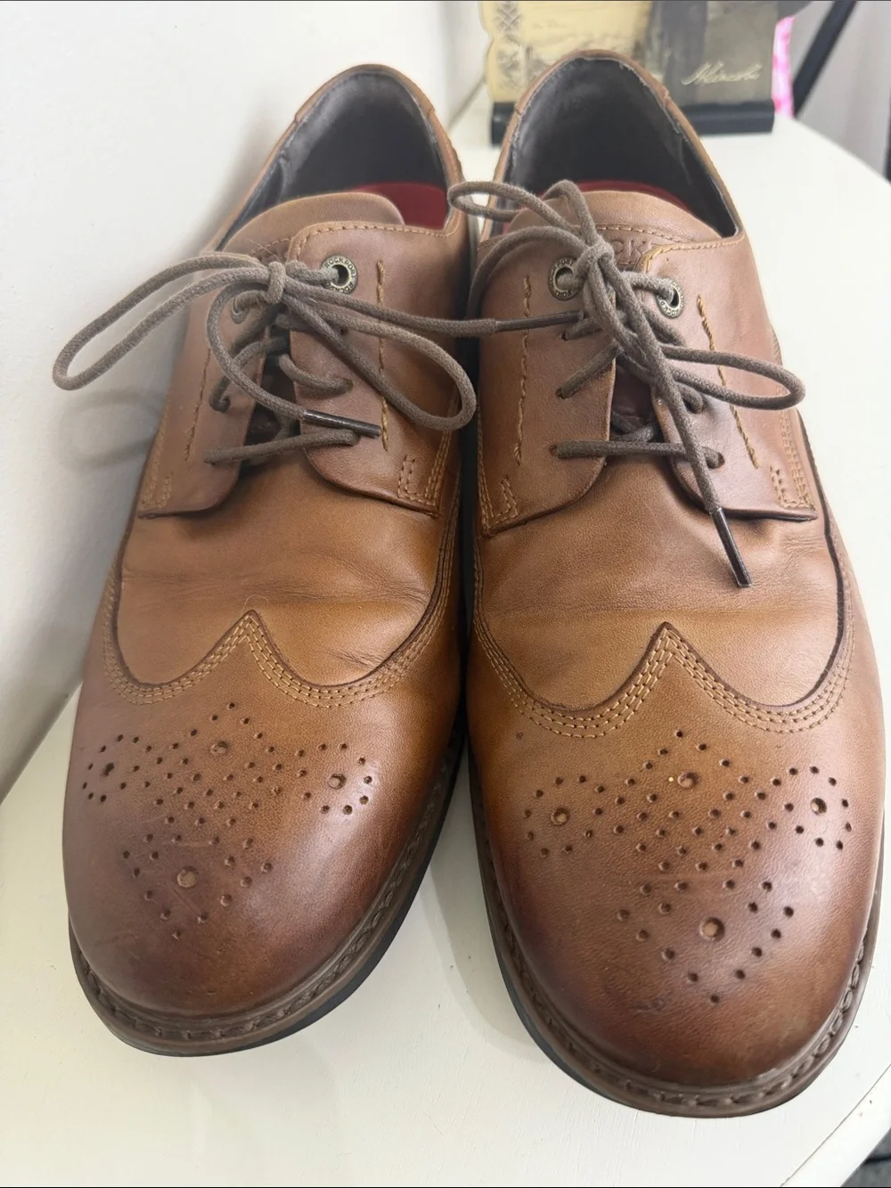 (S-2430) Rockport CB Men's Classic Brown Leather Lace-Up Dress Shoes, Size: 10.5